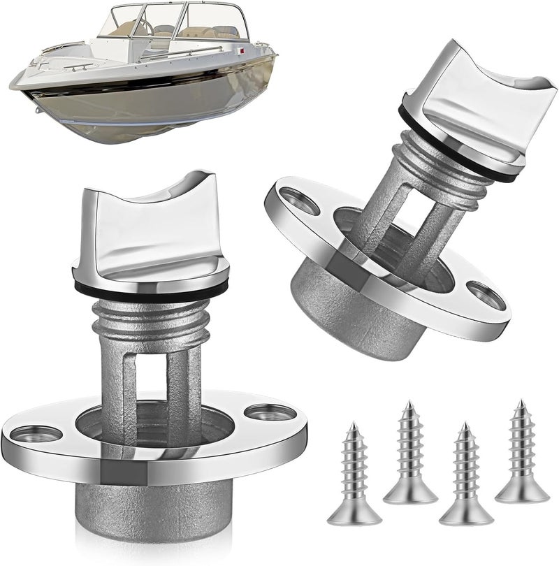 Ripeng Boat Drain Plug Stainless Steel Marine Drain Plug Oval Garboard Transom Boat Plug Kit with Waterproof Seal Ring for 1 Inch Hole, Thread for 3/4 Inch (2, Black) - Image 1
